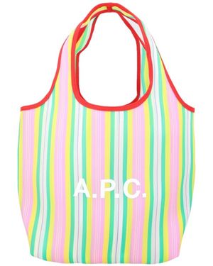 A.P.C. Logo Striped Tote Bag - Green