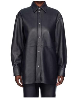 Studio Nicholson Lapel Leather Jacket - Blue