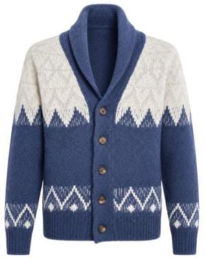 Eleventy Shawl Collar Jacquard Cardigan - Blue