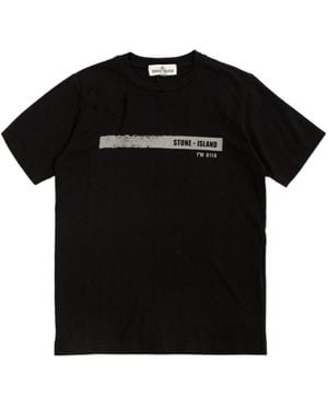 Stone Island Junior Logo Printed Jersey T-Shirt - Black