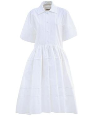 Jil Sander Short-Sleeved Midi Dress - White