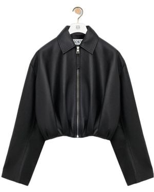 Loewe Draped Leather Jacket - Black