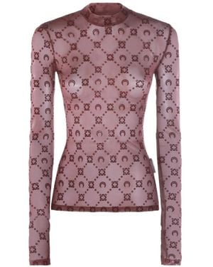 Marine Serre Moonogram Long-Sleeve Top - Purple