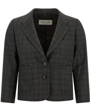 Dries Van Noten Checked Wool Blazer - Black