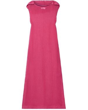 Lisa Marie Fernandez Hooded Crinkled Linen-Blend Gauze Maxi Dress - Pink