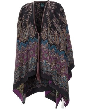 Etro Paisley Printed Cape - Grey