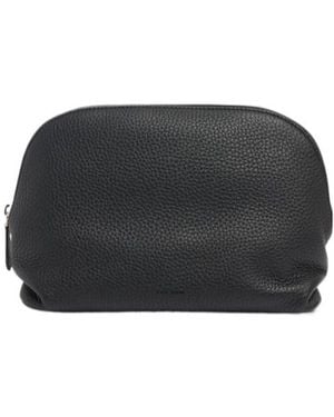 The Row Agnes Grain Leather Pouch - Black