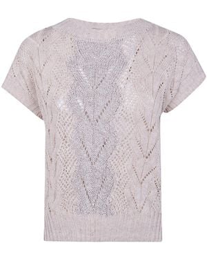 D.exterior Open Knit Boat Neck Jumper - Multicolour