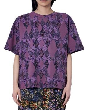 Dries Van Noten Argyle Print T-Shirt - Purple