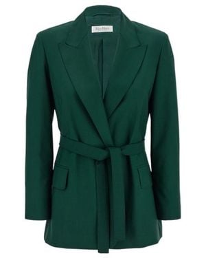 Max Mara Long-Sleeved Suit Jacket - Green