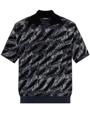 Jacquemus Fish-Print Polo Shirt - Black