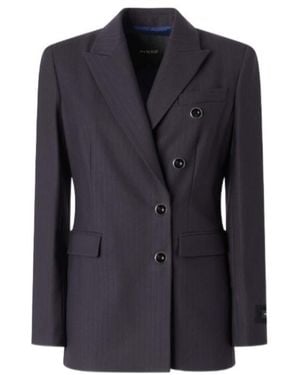 Pinko Double-Breasted Slim-Fit Wool-Blend Jacket - Blue