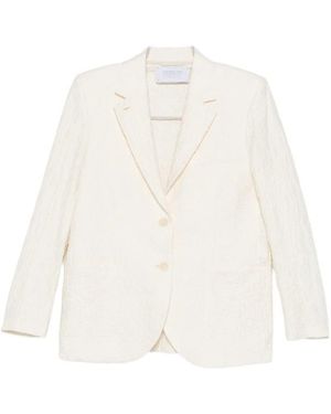 Harris Wharf London Shoulder Pads Crinkle Travel Blazer - White