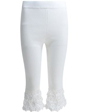 Ganni Crochet-Hem Knitted Pants - White