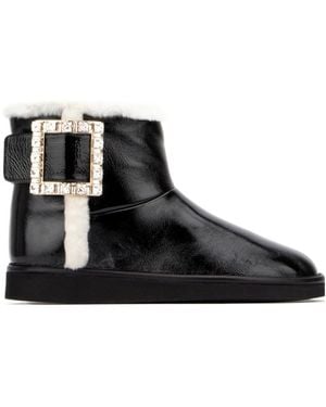 Roger Vivier Rhinestone Button Boots - Black