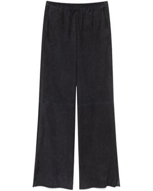 forte_forte Suede Pants With Elasticated Waistband - Black