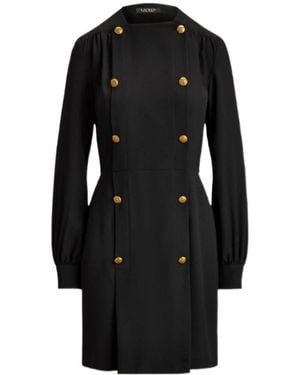 Ralph Lauren Double-Breasted Georgette Mini Dress - Black