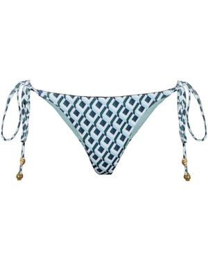 CASABLANCA Lace-Up Bikini Bottoms - Blue