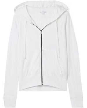 James Perse Zipped Drawstring Hoodie - White