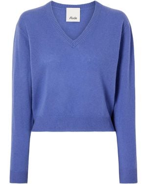 Allude Fitted Knit Sweater With Ribbed Cuffs - Blue