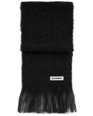 Jil Sander Slim Wool Blend Scarf - Black