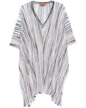 Missoni Striped V-Neck Poncho - Grey