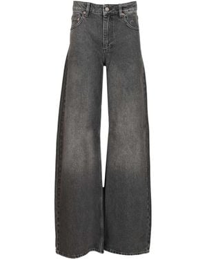 Marine Serre Laser Wash Flared Jeans - Gray