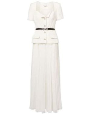 Self-Portrait Square-Neck Short-Sleeve Top Paired - White