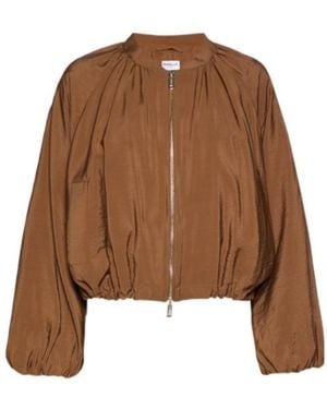 Marella Drawstring-Hem Bomber Jacket - Brown