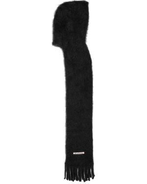 Acne Studios Hooded Wool Knitted Scarf - Black