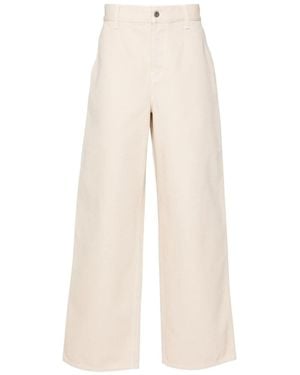 Burberry Equestrian Knight-Embroidered Loose Jeans - White