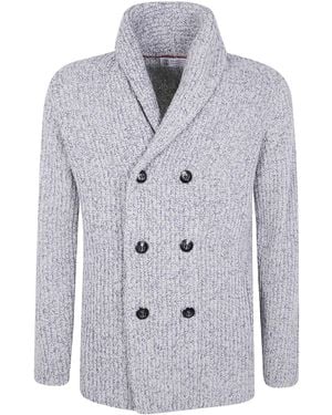 Brunello Cucinelli Long-Sleeved Double-Breasted Cardigan - Grey