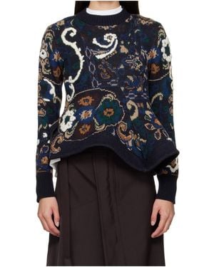 Sacai Floral Jacquard Pullover - Black