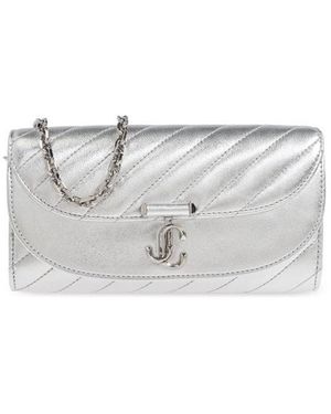 Jimmy Choo Avenue Curve Chain Linked Wallet - Metallic