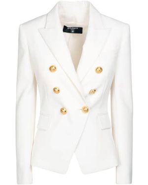 Balmain Logo Wool Blazer - White