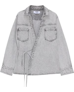 MSGM Patch Pocket Tie Shirt - Gray