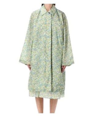 Prada Floral Print Trench Coat - Green