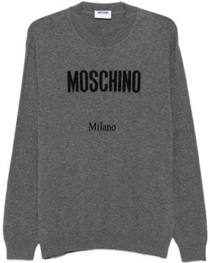 Moschino Logo Intarsia Crewneck Jumper - Grey