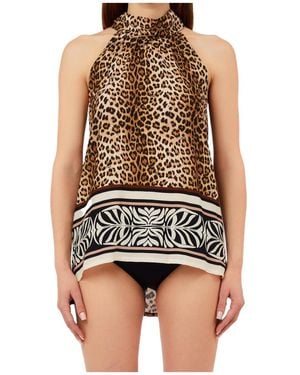 Liu Jo Tie Neck Animal Top - Multicolor