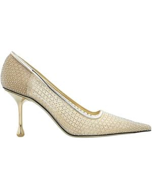 Jimmy Choo Lxia 80 Embellished Pointed Toe Court Shoes - White