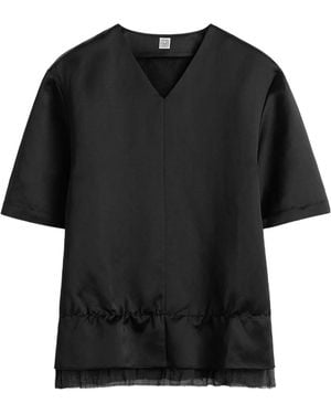 TOTEME Totême V-Neck Short Sleeved Top - Black