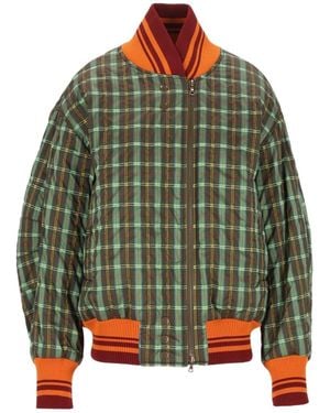 Dries Van Noten Oversized Seersucker Bomber Jacket - Green