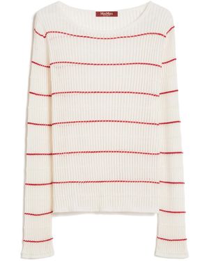 Max Mara Studio Stepdone Striped Knitted Jumper - White