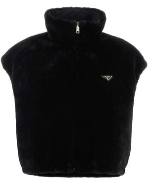 Prada Triangle-Logo Zipped Gilet - Black