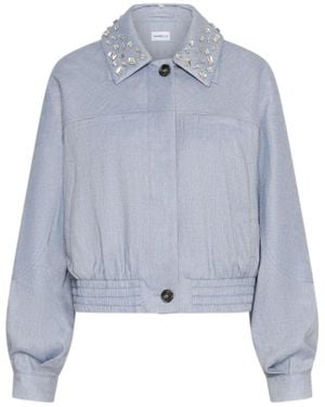 Marella Herringbone Viscose-Blend Sporty Jacket - Blue