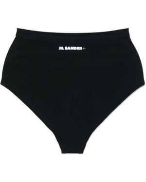 Jil Sander Logo-Print Bikini Bottoms - Black