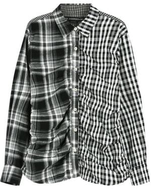 ANDERSSON BELL Pleated Plaid Shirt - Black