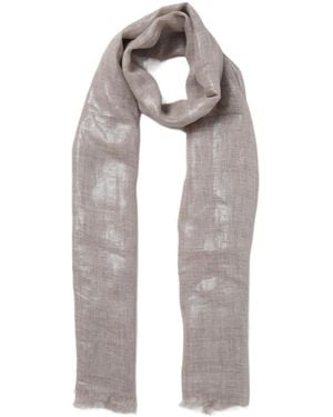 Brunello Cucinelli Frayed-Edge Linen Scarf - Gray