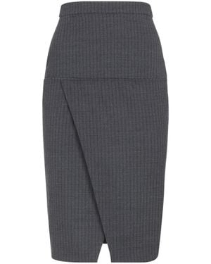 Fendi Pinstriped Slit Detailed Skirt - Grey