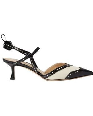 Fendi Colibrì Brogues High-Heeled Parchment And Leather Slingbacks - Metallic